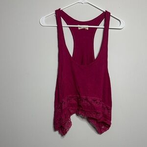 Hollister Burgundy Lace Hem Tank Top UB